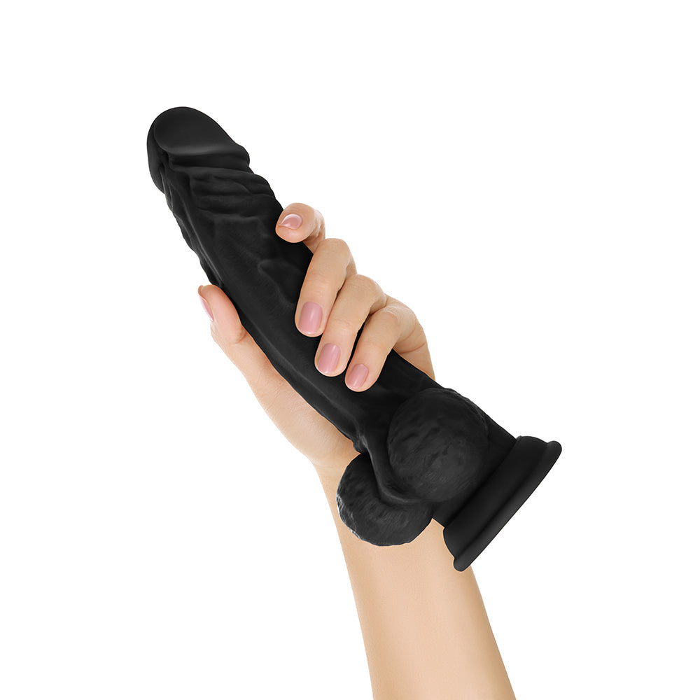 SHAFT - MODEL A 10.5 IN. LIQUID SILICONE DONG WITH BALLS BLACK