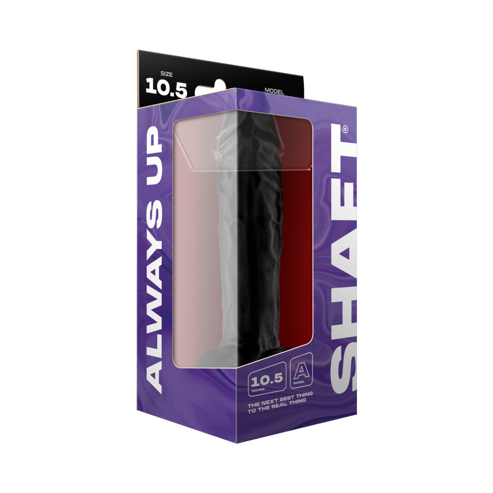 SHAFT MODEL A 10.5 IN. LIQUID SILICONE DONG WITH BALLS BLACK