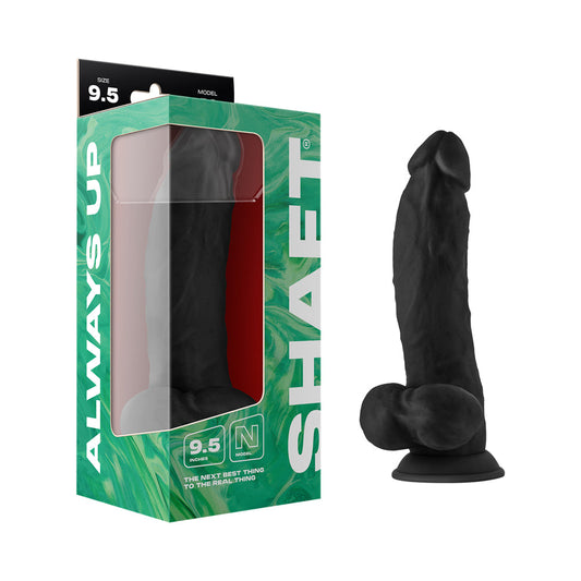 SHAFT - MODEL N 9.5 IN. LIQUID SILICONE DONG WITH BALLS BLACK