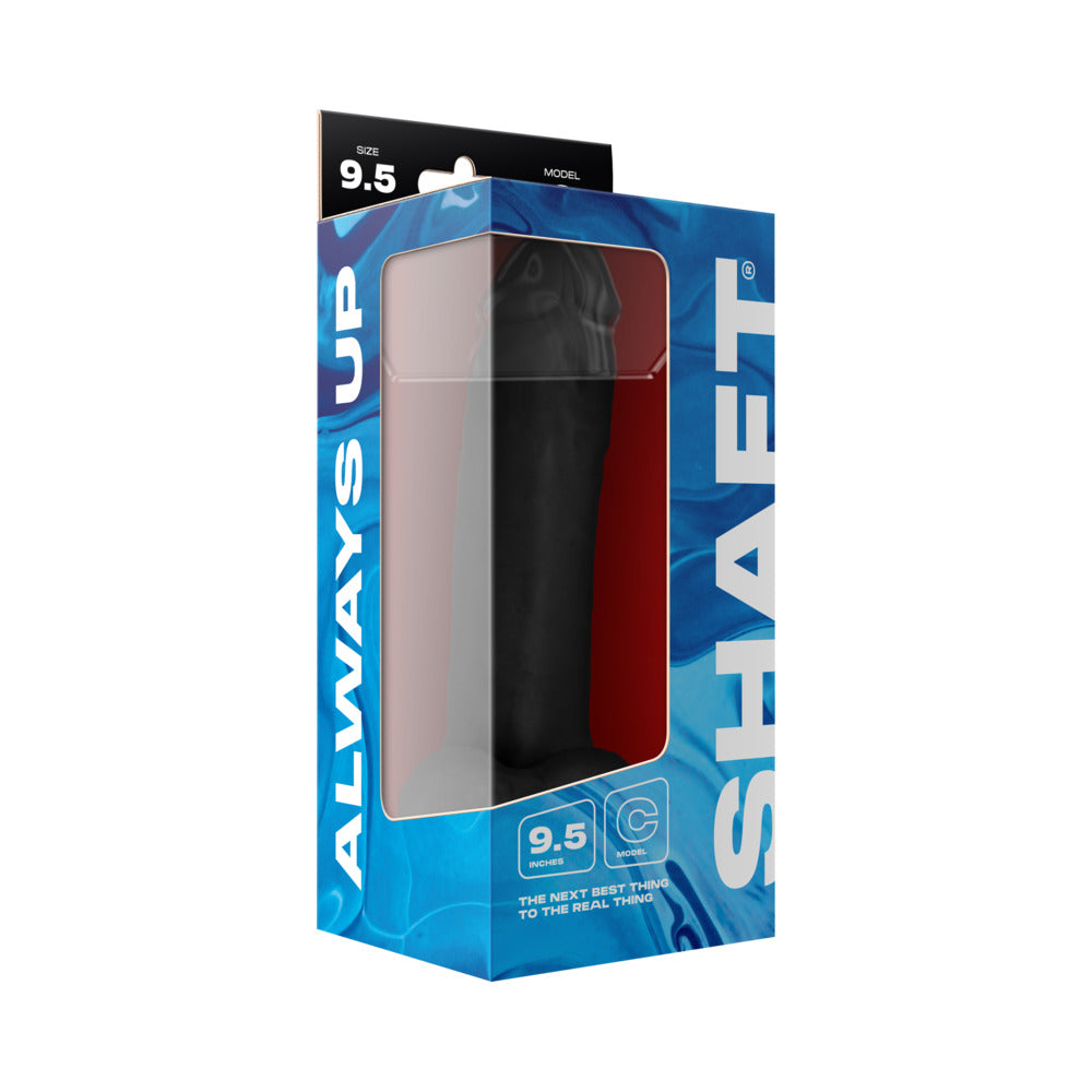 SHAFT MODEL C 9.5 IN. LIQUID SILICONE DONG WITH BALLS BLACK