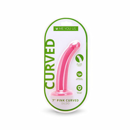 ME YOU US - PINK CURVED SILICONE DILDO 7IN