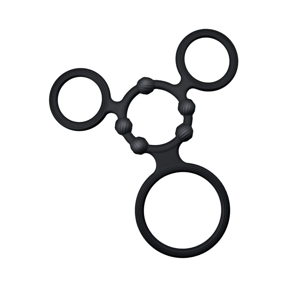 NASSTOYS - ANILLO DE PENE CUADRUPLE EN NEGRO
