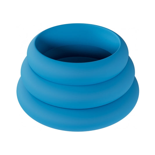 LEVELZ WIDE O SILICONE COCK RING SET OF 3 (42MM/50MM/55MM) TEAL