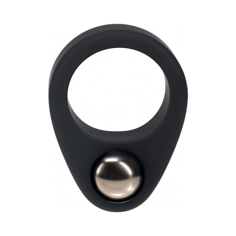 LEVELZ LIQUID SILICONE SINGLE WEIGHTED BALL COCK RING BLACK