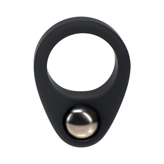 LEVELZ LIQUID SILICONE SINGLE WEIGHTED BALL COCK RING BLACK