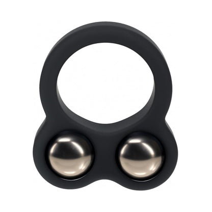 LEVELZ LIQUID SILICONE DOUBLE WEIGHTED BALL COCK RING BLACK
