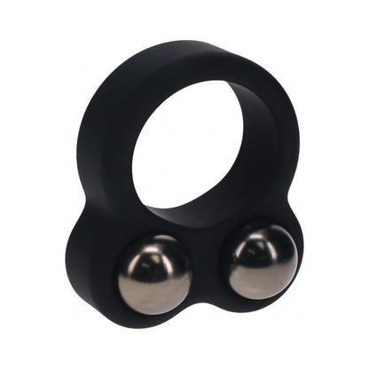 LEVELZ LIQUID SILICONE DOUBLE WEIGHTED BALL COCK RING BLACK