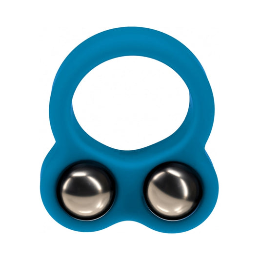 SHOTS - LEVELZ LIQUID SILICONE DOUBLE WEIGHTED BALL COCK RING TEAL