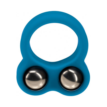 LEVELZ LIQUID SILICONE DOUBLE WEIGHTED BALL COCK RING TEAL