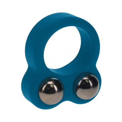 LEVELZ LIQUID SILICONE DOUBLE WEIGHTED BALL COCK RING TEAL