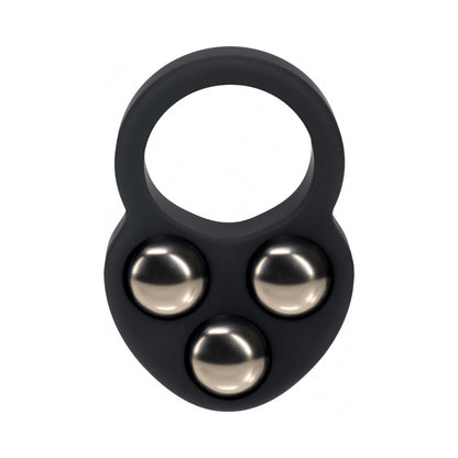 LEVELZ LIQUID SILICONE TRIPLE WEIGHTED BALL COCK RING BLACK