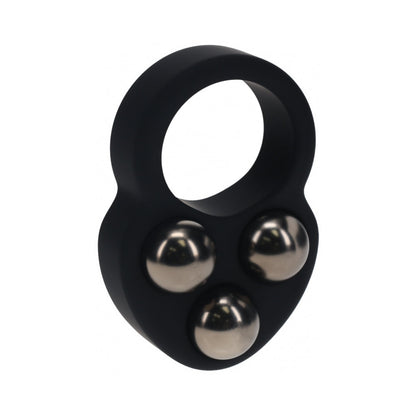 LEVELZ LIQUID SILICONE TRIPLE WEIGHTED BALL COCK RING BLACK
