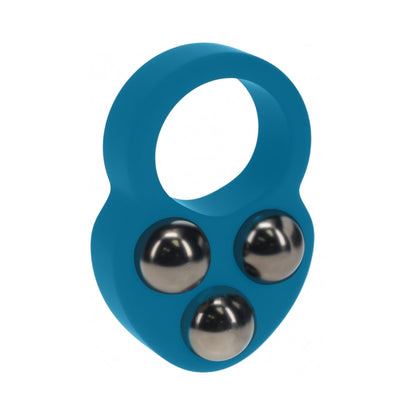 LEVELZ LIQUID SILICONE TRIPLE WEIGHTED BALL COCK RING TEAL