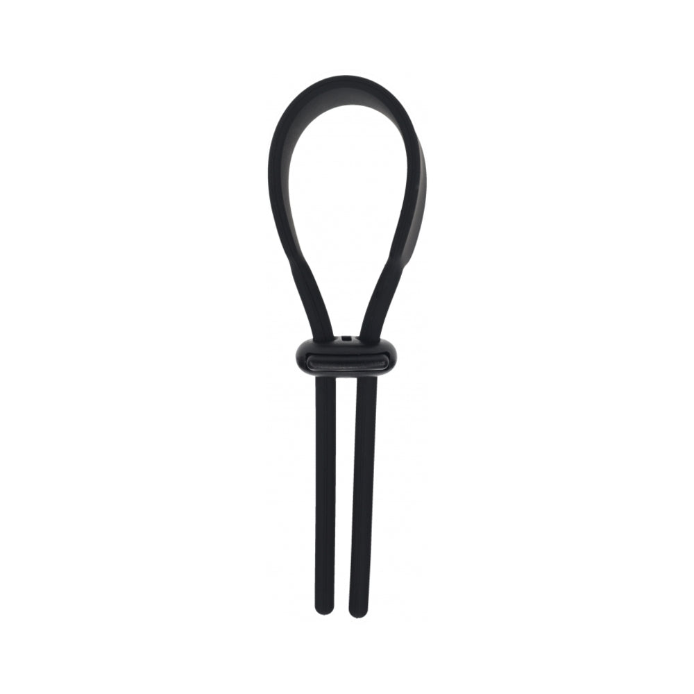LEVELZ WIDE ADJUSTABLE SILICONE LASSO COCK RING 5MM BLACK