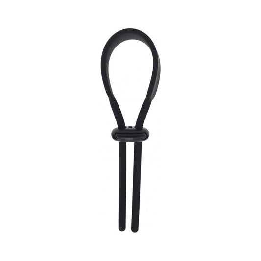LEVELZ WIDE ADJUSTABLE SILICONE LASSO COCK RING 5MM BLACK