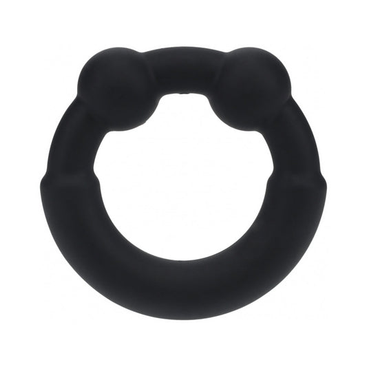 LEVELZ METAL & SILICONE COCK RING BLACK