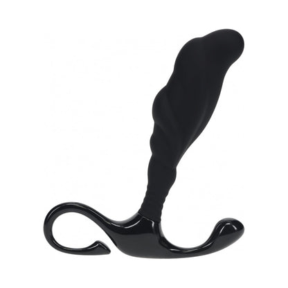 LEVELZ RIPPLED WITH HARD LOOP SILICONE PROSTATE MASSAGER LARGE BLACK