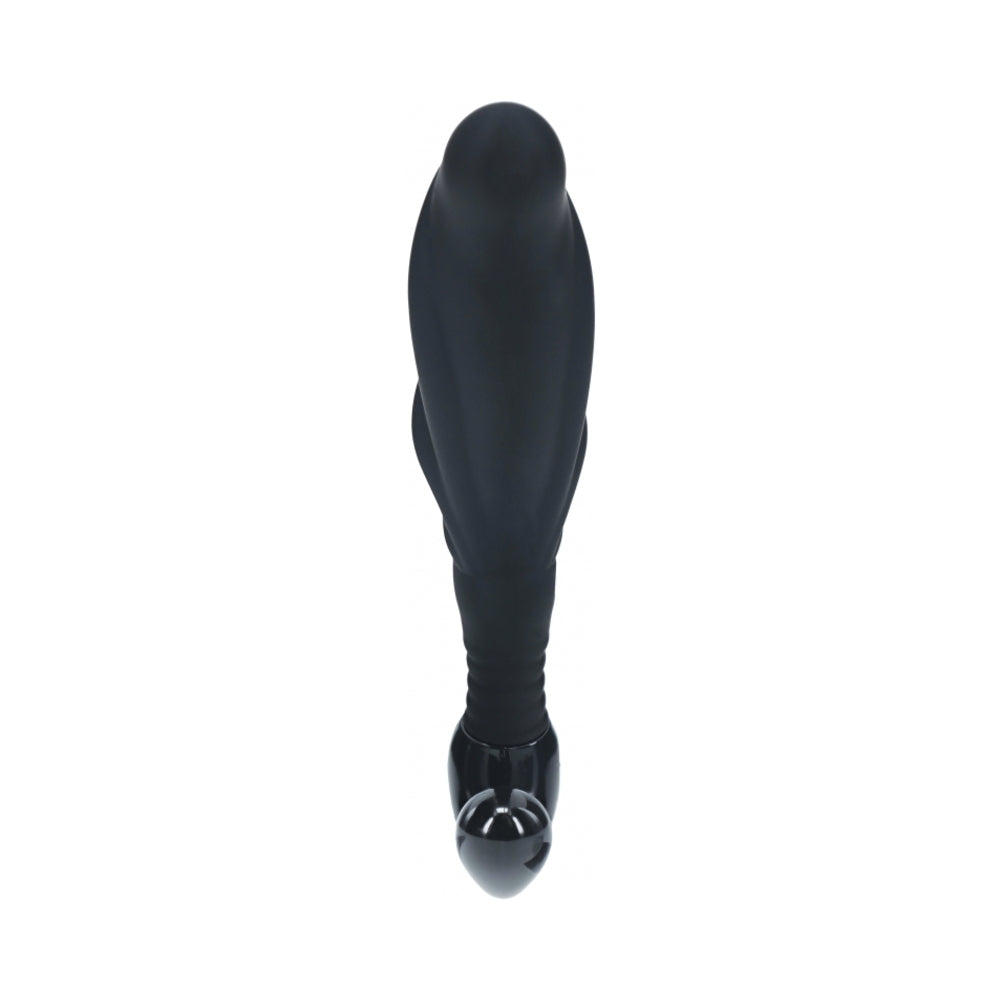 LEVELZ RIPPLED WITH HARD LOOP SILICONE PROSTATE MASSAGER LARGE BLACK