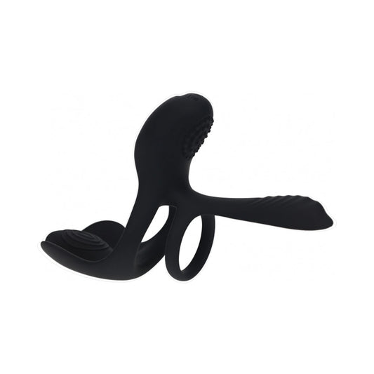 SHOTS - LEVELZ TRIPLE MOTOR VIBRATING SILICONE COCK RING BLACK