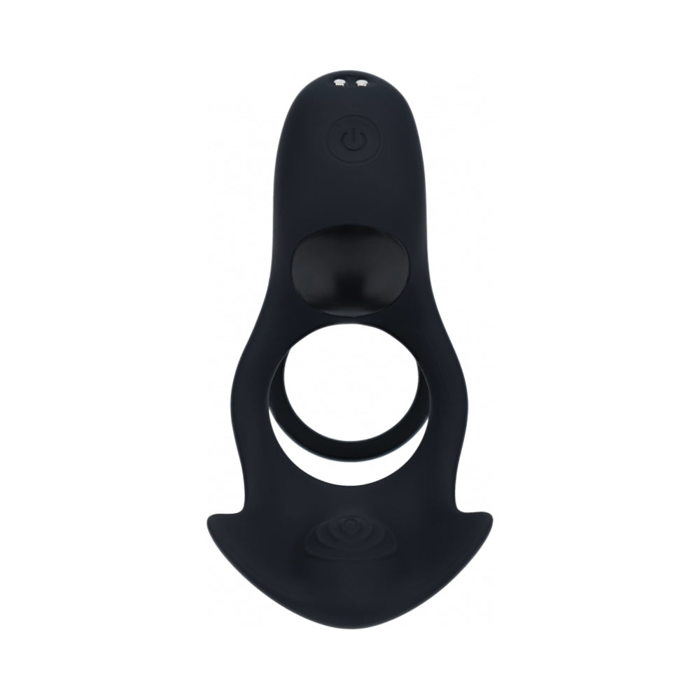 SHOTS - LEVELZ TRIPLE MOTOR VIBRATING SILICONE COCK RING BLACK