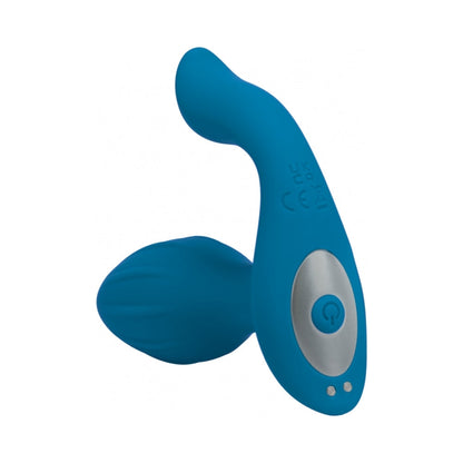 SHOTS - PLUG ANAL DE SILICONA VIBRATORIO Y GIRATORIO CON ESTIMULADOR DE ESFERA LEVELZ AZUL PETRÓLEO
