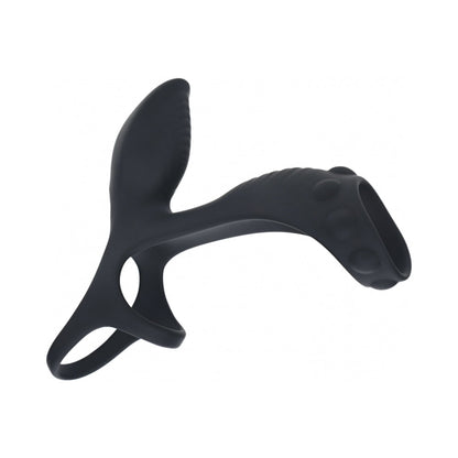 LEVELZ VIBRATING SILICONE COCK & BALL RING WITH SHAFT LOOP BLACK