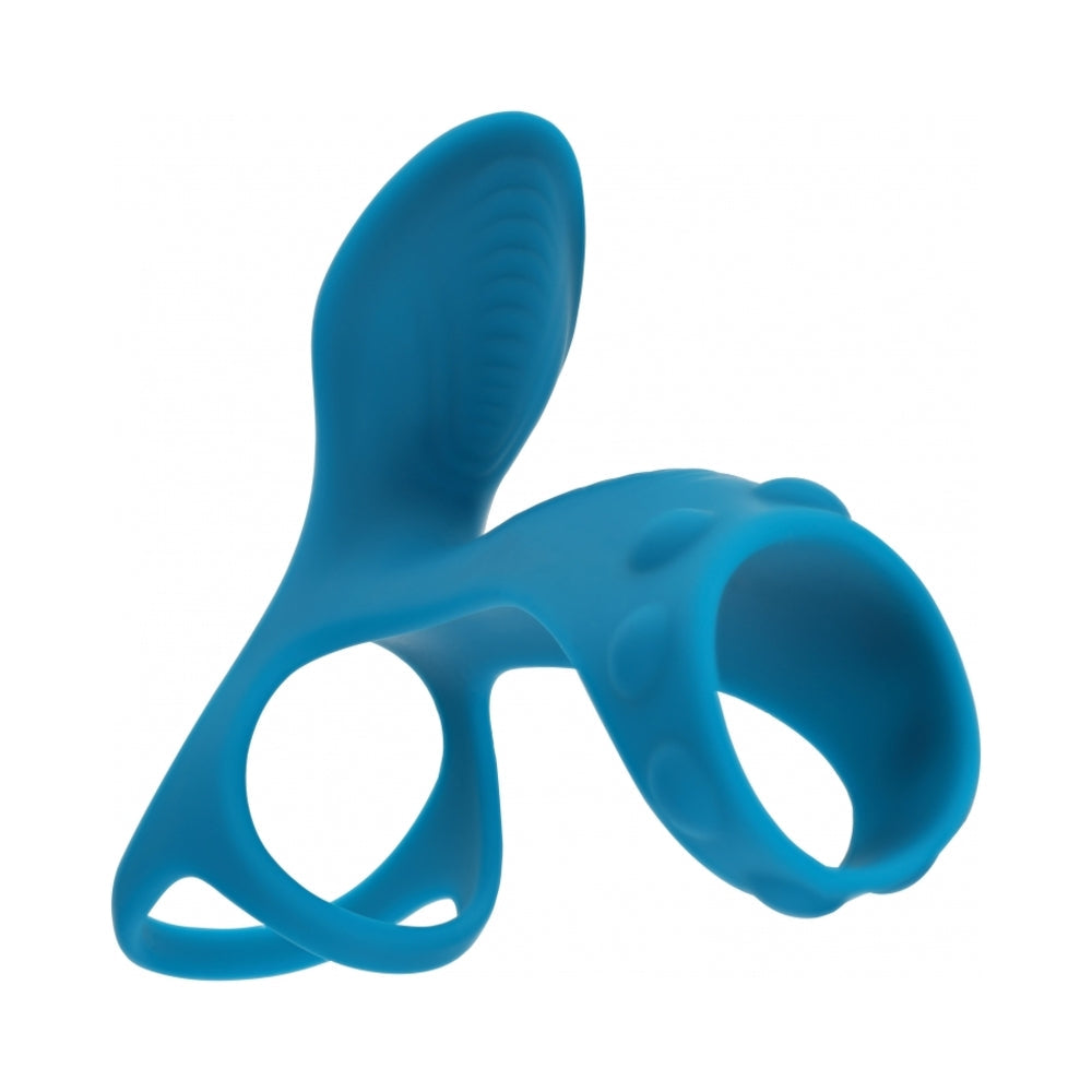 LEVELZ VIBRATING SILICONE COCK & BALL RING WITH SHAFT LOOP TEAL
