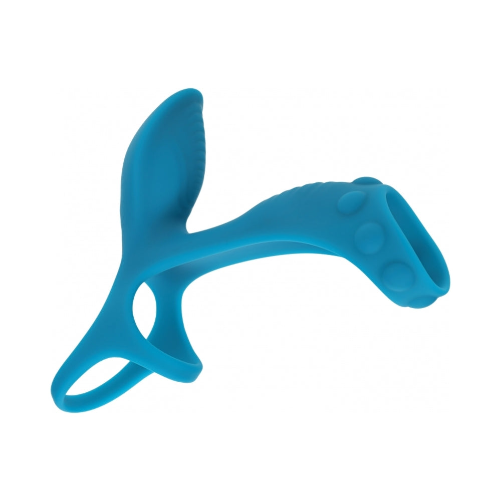 LEVELZ VIBRATING SILICONE COCK & BALL RING WITH SHAFT LOOP TEAL