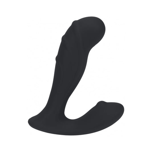 LEVELZ RIBBED VIBRATING SILICONE PROSTATE STIMULATOR BLACK
