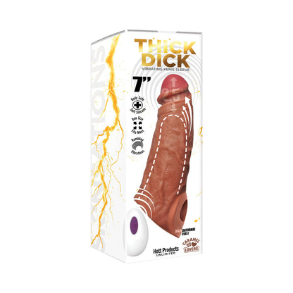 SKINSATIONS THICK DICK 7 IN. VIBRATING PENIS SLEEVE WITH REMOTE CARAMEL LOVERS