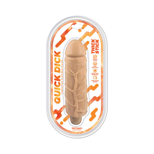 QUICK DICK THICK STICK 7.75 IN. VIBRATING FLEXIBLE DILDO