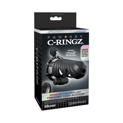 PIPEDREAM - FANTASY C-RINGZ BLOQUEADOR DE GALLO VIBRADOR CON CONTROL REMOTO NEGRO