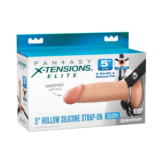 FANTASY X-TENSIONS ELITE SILICONE HOLLOW STRAP-ON DUAL DENSITY 5 IN. LIGHT