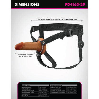 FANTASY X-TENSIONS ELITE SILICONE HOLLOW STRAP-ON DUAL DENSITY 5 IN. BROWN