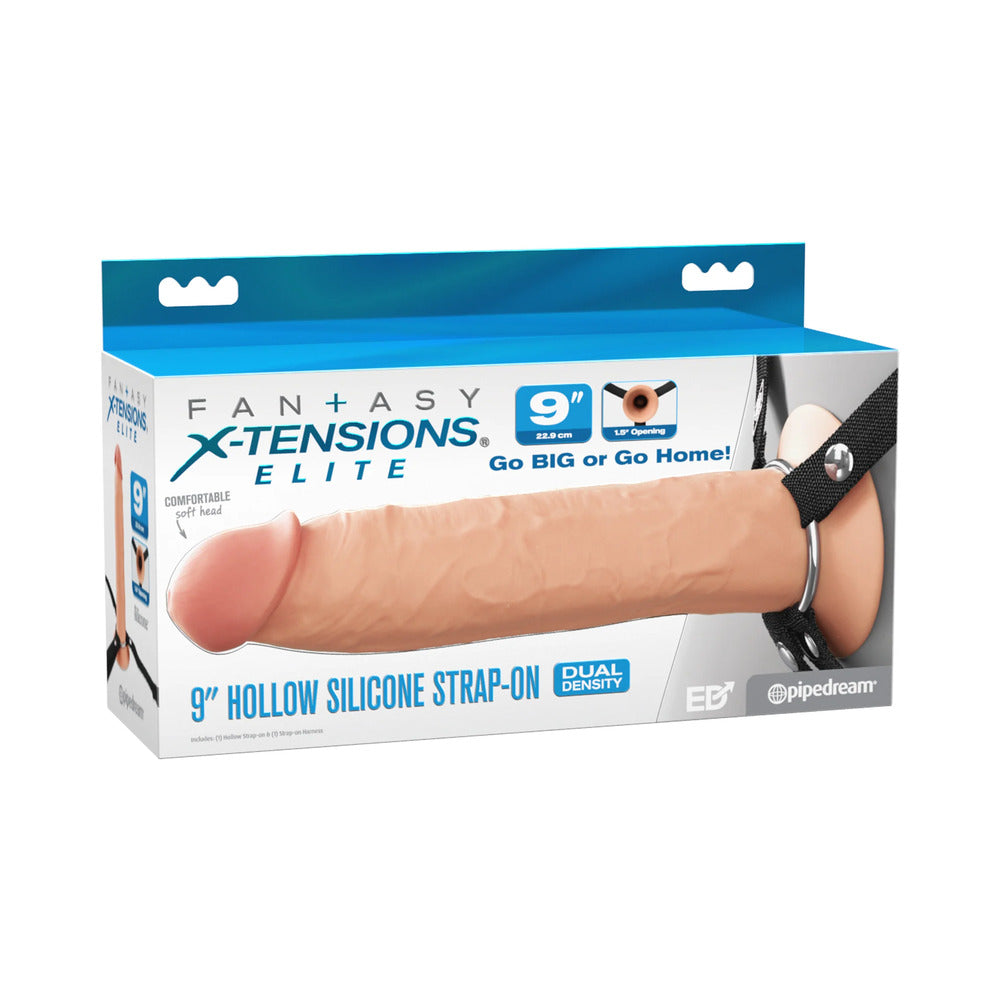 FANTASY X-TENSIONS ELITE SILICONE HOLLOW STRAP-ON DUAL DENSITY 9 IN. LIGHT