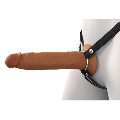 FANTASY X-TENSIONS ELITE SILICONE HOLLOW STRAP-ON DUAL DENSITY 9IN BROWN