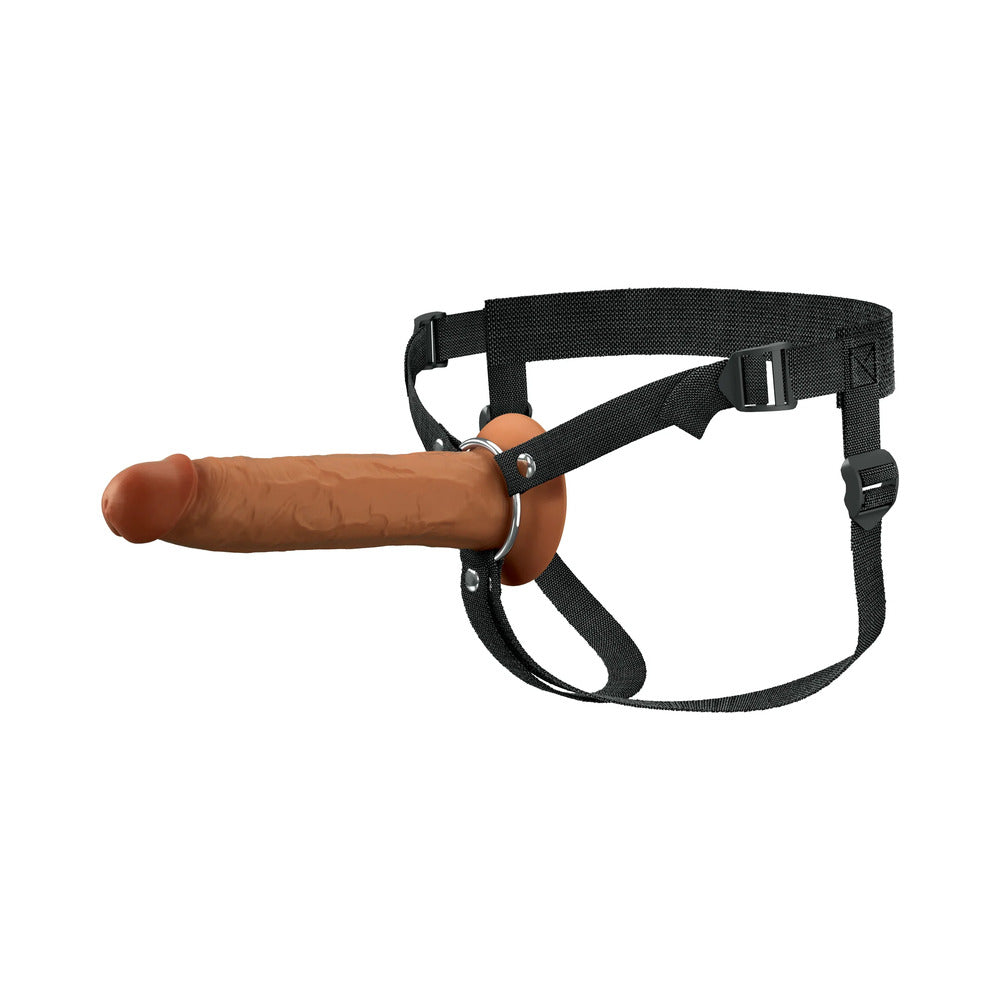 FANTASY X-TENSIONS ELITE SILICONE HOLLOW STRAP-ON DUAL DENSITY 9IN BROWN