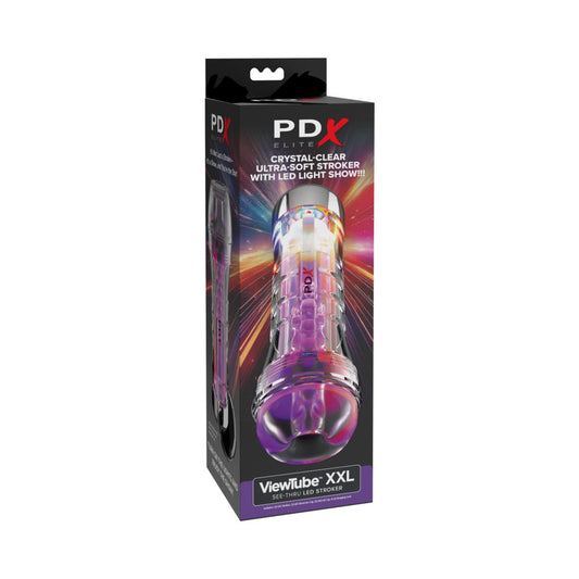 PDX ELITE VIEWTUBE XXL SEE THRU EZ-GRIP LED STROKER CLEAR