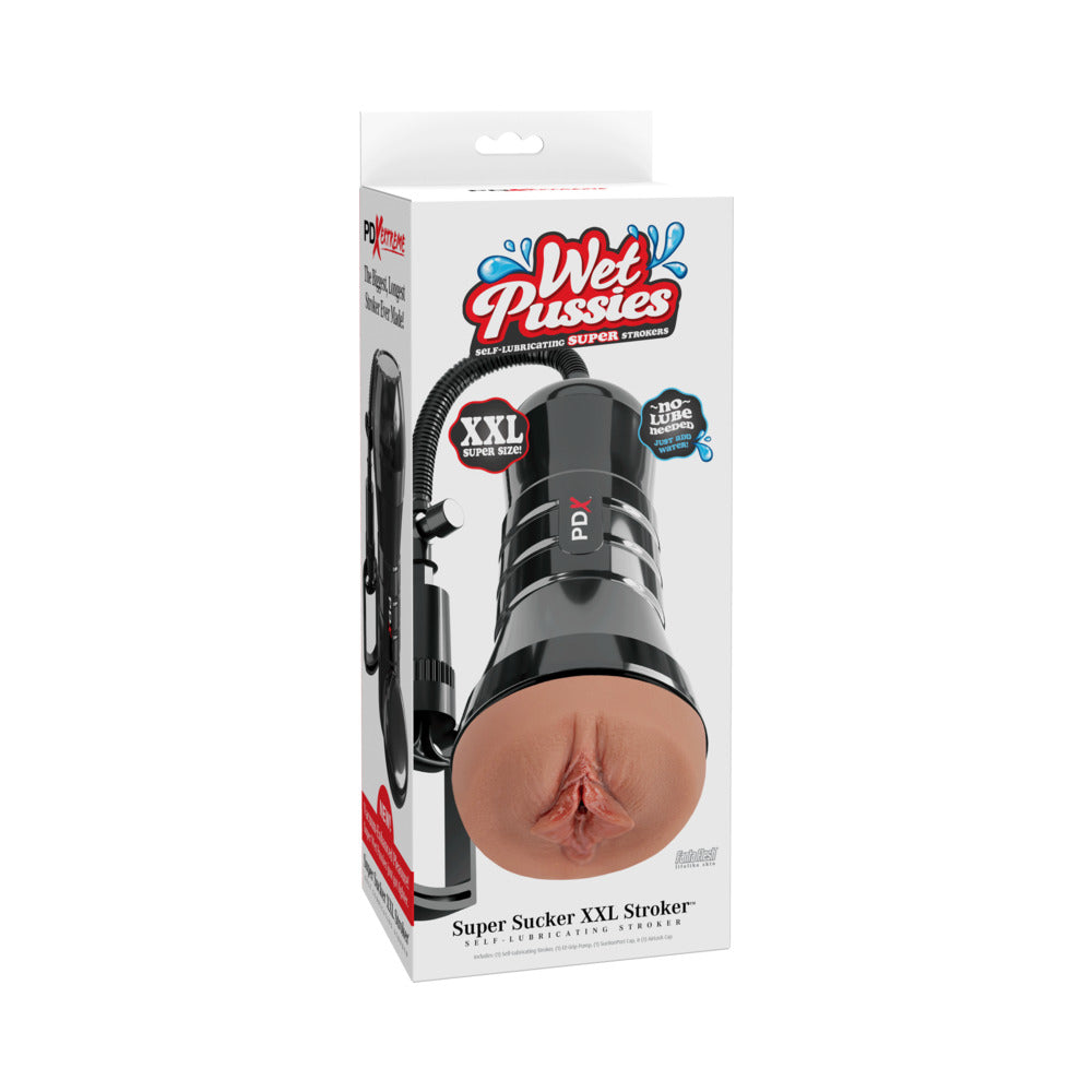 PDX BRANDS - PDX EXTREME WET PUSSIES SUPER SUCKER XXL STROKER BROWN