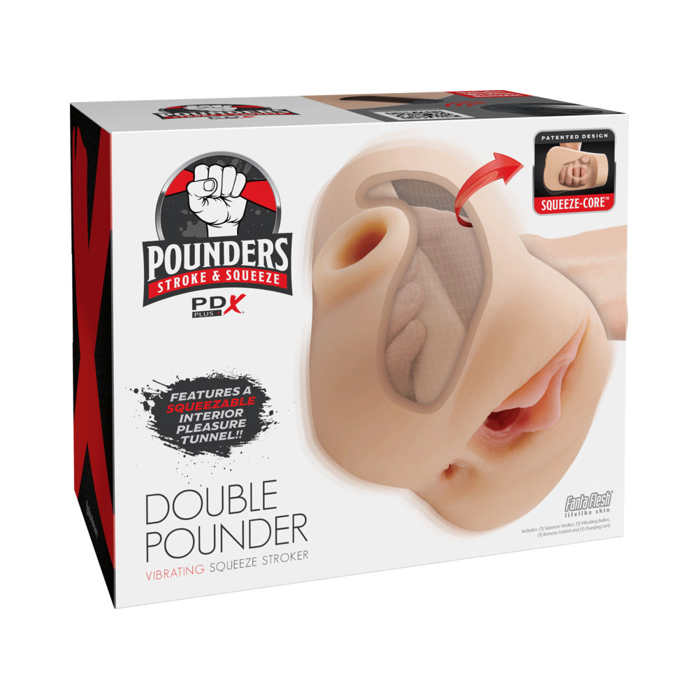 PDX PLUS DOUBLE POUNDER VIBRATING SQUEEZE STROKER LIGHT