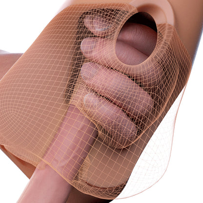 PDX PLUS DOUBLE POUNDER VIBRATING SQUEEZE STROKER BROWN