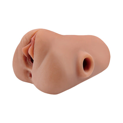 PDX PLUS DOUBLE POUNDER VIBRATING SQUEEZE STROKER BROWN