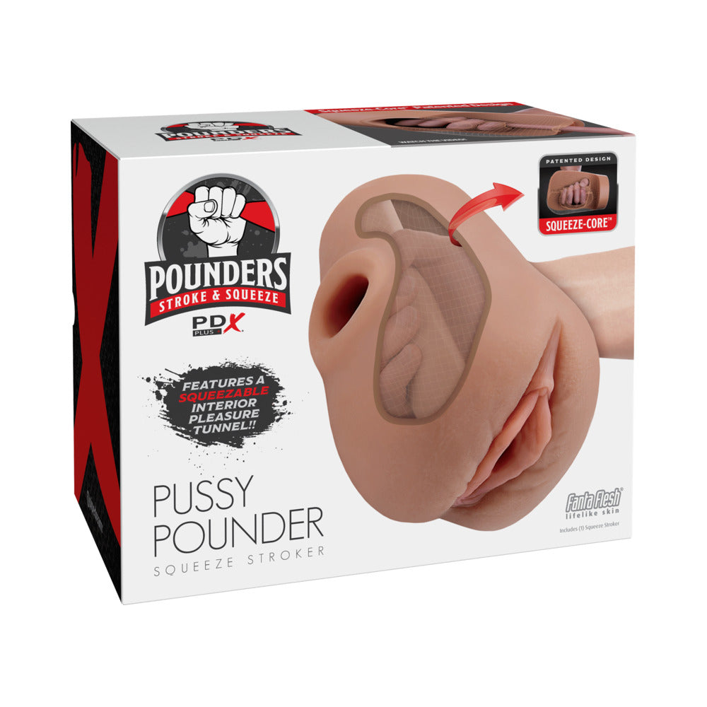 PDX BRANDS - PDX PLUS PUSSY POUNDER SQUEEZE STROKER BROWN