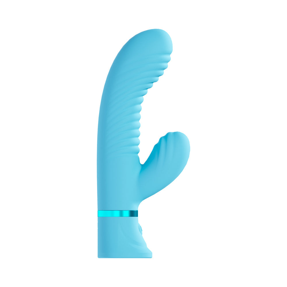 LOVELINE MYSTIQUE RECHARGEABLE SILICONE RIBBED RABBIT VIBRATOR BLUE