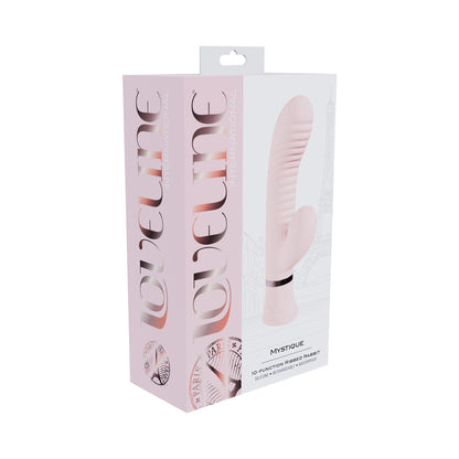 LOVELINE MYSTIQUE RECHARGEABLE SILICONE RIBBED RABBIT VIBRATOR PINK