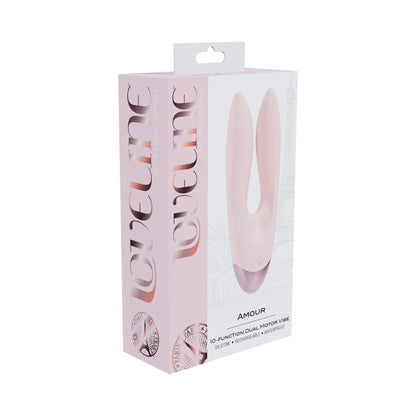 LOVELINE AMOUR RECHARGEABLE SILICONE DUAL MOTOR VIBRATOR PINK
