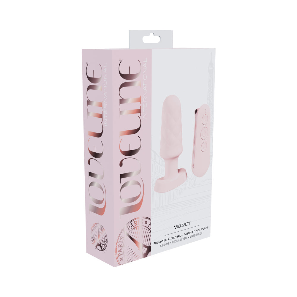 LOVELINE VELVET RECHARGEABLE SILICONE REMOTE CONTROL VIBRATING PLUG PINK