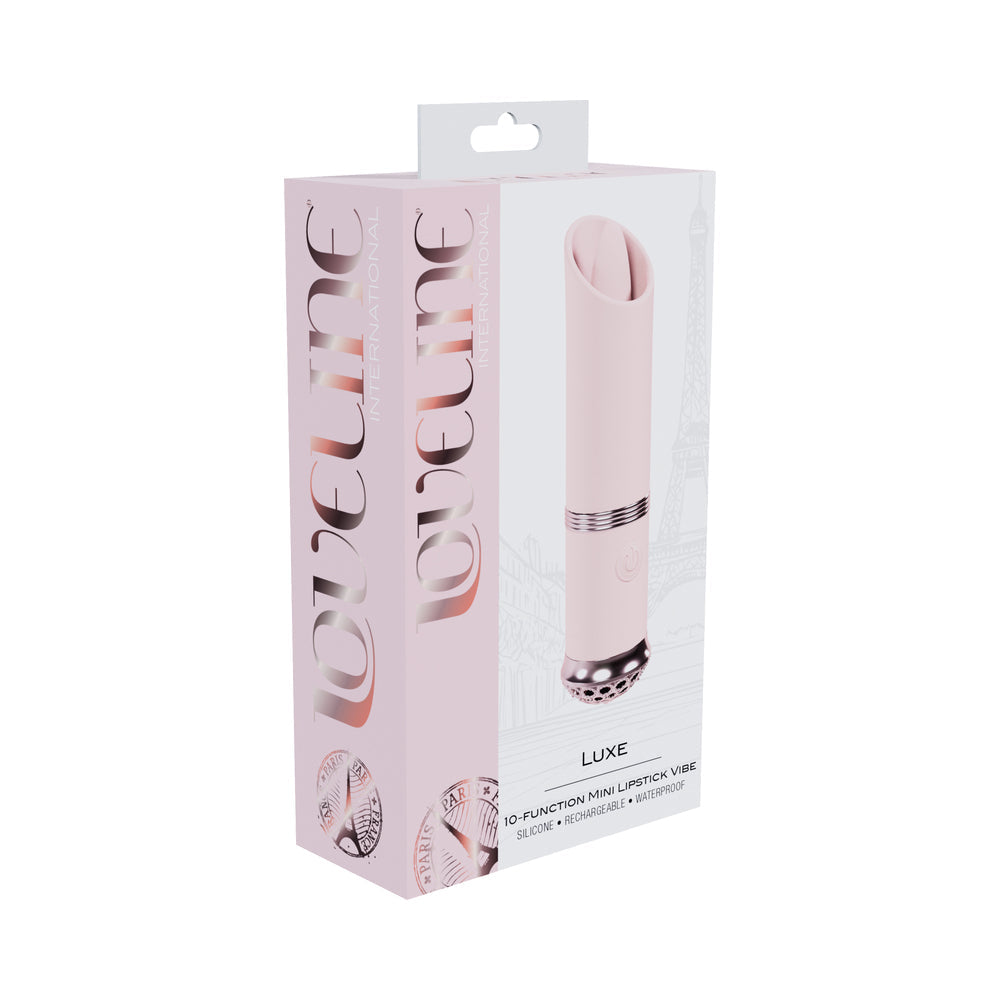 LOVELINE LUXE RECHARGEABLE SILICONE MINI LIPSTICK VIBRATOR PINK