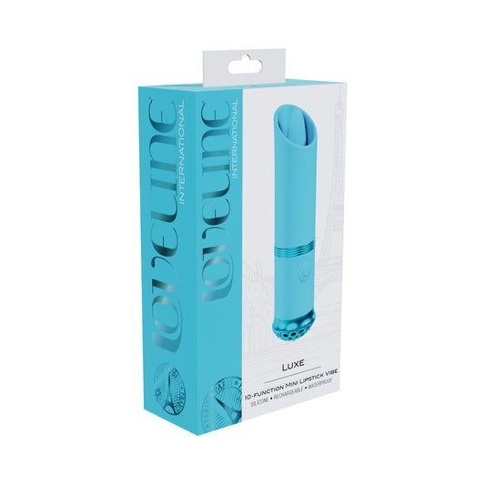 LOVELINE LUXE RECHARGEABLE SILICONE MINI LIPSTICK VIBRATOR BLUE