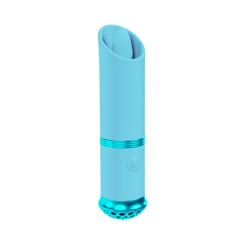 LOVELINE LUXE RECHARGEABLE SILICONE MINI LIPSTICK VIBRATOR BLUE